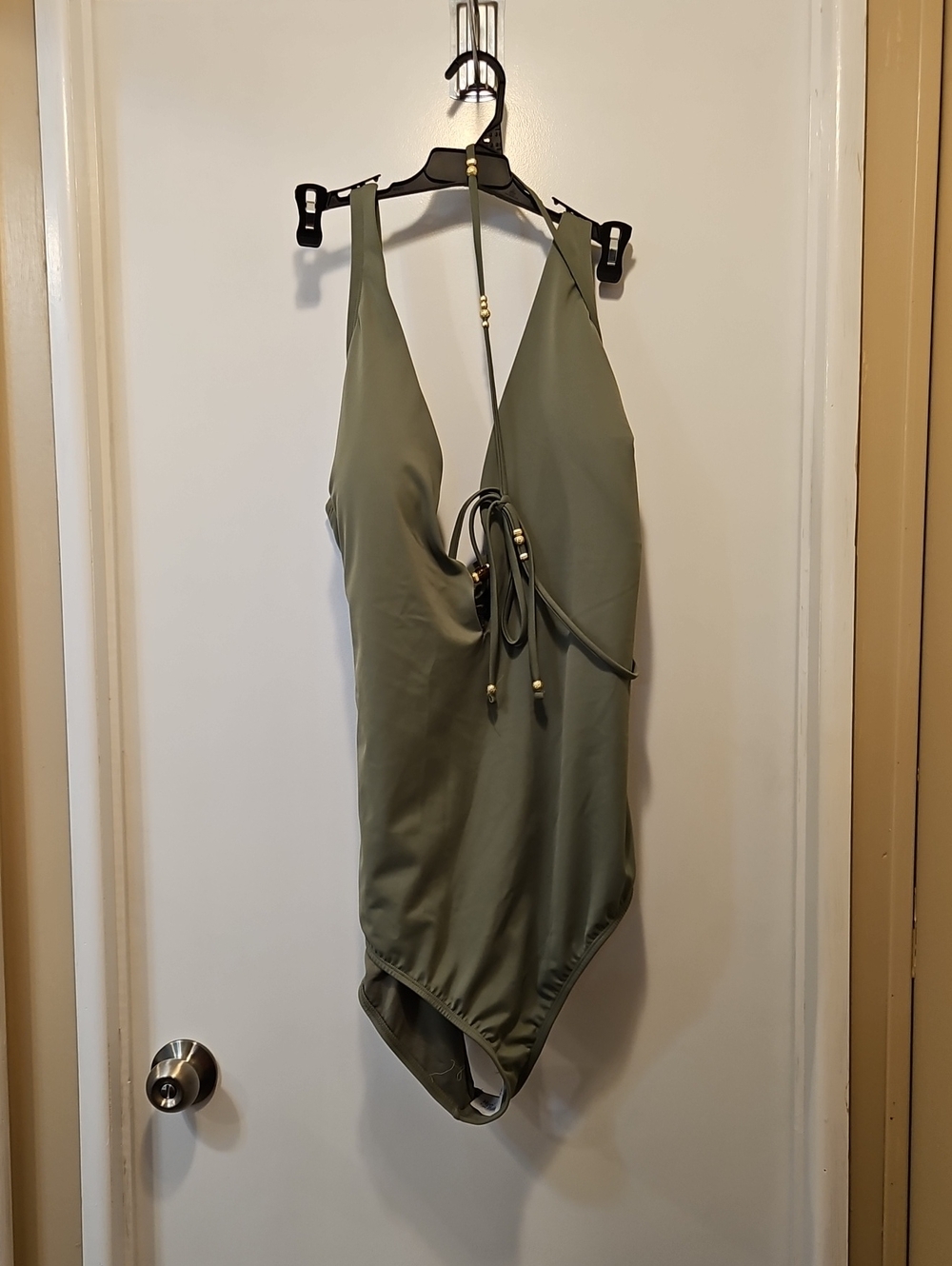sofia by sofia vergara Olive Green V-Neck One-Piece Swimsuit with Front Tie
